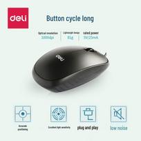 Deli 3715 Ergonomic Silent Wired Optical Mouse juoda