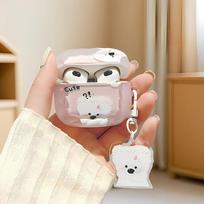 AirPods 4 Case, Pink Question Mark Dog Design with Pendant, Cover for Apple Earphones, Wireless Bluetooth Headphone Case, Shockproof