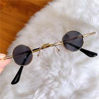 Mini Round Frame Retro Sunglasses Women UV400 Protection Metal Yellow Lens Fashion Accessory Gold Frame Black Lens