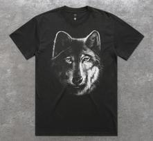 Wolf Head Graphic Washed T-Shirt Tee Top Wolves 90s 80s Oversized Fit Vintage S gray