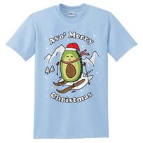 Avo Merry Christmas T-shirt Top Shirt Tee Funny Xmas Avocado Vegan Skiing Have a M