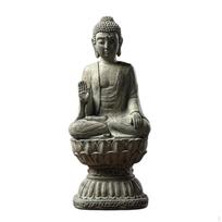 Buddha Statue StoneLook Figurine Weathered Tabletop with Base for Office Desk,