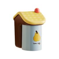 Wall Mounted Toothbrush Cup Holder Plastic Cartoon Mouthwash Cup Holder Ventilated Magnetic Inverted Drain Holder