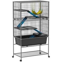 5 Levels Rolling Small Animal Cage with Non Slip Ramps, Slide Out 16cm Deep Tray, 88 x 48 x 150.5cm, Dark Grey 88 x 48 x 150.5 cm tamsiai pilka spalva