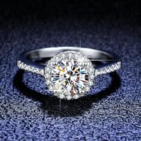 8MM Moissanite Ring Moissanite Diamond Halo Engagement Ring 925 Silver Promise Wedding Band For Women resizable