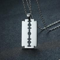 Stylish Double Edge Razor Blades Pendant for Men Necklace Stainless Steel Casual Male collar Gifts With 20 /24  Chain 50cm