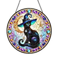 Halloween Suncatcher for Window - Stained Glass Candle Decoration for Seasonal Home Decor One Size