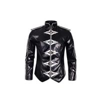 Men's Black Leather Jacket Costume for Halloween Stage Performance S juoda