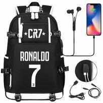 Futbolo Žvaigždės USB Ausinės, Jaunimo Kuprinė, Vyriška Ir Moteriška Laisvalaikio Kelionių Kuprinė 47CMX30CMX15CM black