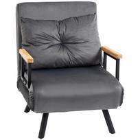 Relax Chair in Scandi Design, Reclining Chair, Reading Chair, incl. Cushion with Button Tufting, Black + Natural 63 x 73 x 81 cm tamsiai pilka spalva