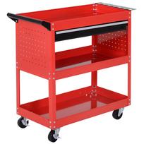 Tool Case Tool Trolley Tool Box, 3 Levels, 4 Casters, 82 cm x 35 cm x 76 cm, Red 82 x 35 x 76 cm raudona