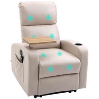 Massage Chair Recliner Reclining Chair, 1 Folding Table, 1 Footrest, 77 cm x 93 cm x 105 cm, Beige 77 x 93 x 105 cm smėlis