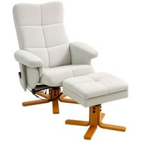 Massage Chair with Reclining Function and Footstool, 145° Recline, Polyester, 80 x 86 x 99 cm, Cream White 80 x 86 x 99 cm