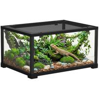 Roplių terariumas, 86 litrų vivariumas su stumdomomis durimis, užrakinamas, gyvatėms, vabzdžiams, vorams, gekonams, 60 x 45 x 32 cm, juodas 60 x 45 x 32 cm juoda