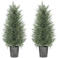 2 dirbtinių kiparisų rinkinys, dideli 90 cm dirbtinis augalas, plastikiniai dirbtiniai augalai vazone 15 x 15 x 90 cm, žali 15 x 15 x 90 cm žalia