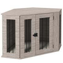Dog Crate, Dog Cage, Corner Design, Incl. Lock, 1 Lounging Cushion, 104 x 55 x 63 cm, Brown 104 x 55 x 63 cm