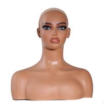 Mannequin Head with Shoulders Realistic Female Bust Professional Hairpiece Display