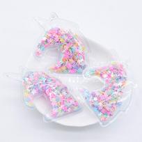 8Pcs Transparent PVC Filling Sequin Unicorn Patches Appliques DIY Crafts Sewing Supplies Headwear Hat Decor Scrapbooking įvairiaspalvis