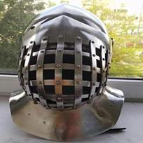 XIII amžiaus viduramžių Bascinet šalmas ~ Viduramžių vikingų kario šalmas ~ Mūšiui paruoštas Normano šalmas Visą veidą atkuriantis istorinis šalmas black