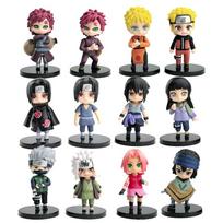 Hot 12pcs/set Anime Figure Naruto Shippuden Hinata Sasuke Itachi Kakashi Gaara Action Figure Q Version PVC Figures ToysGift