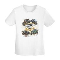 Classic Monster Jam Truck Pattern TShirt Women Short Sleeve T Shirts Round Neck Streetwear Cotton Summer Tees Streetwear S