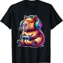 Capybara Gamer T Shirt Animal Gaming Design Chill Gamer Tee S įvairiaspalvis