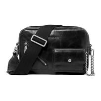 MICHAEL KORS Bryant geometric bag body brand custom metal puller cow leather camera bag crossbody bag medium size unisex couple style black juoda