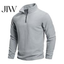Warm Layering Outfits Men Quarter-Zip Sweatshirt, Long Sleeve Mock Neck Pullover Top, Solid Work Shirts for Color Casual Sweatshirt Golf Office Street XL pilka