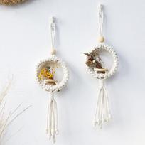Boho Macrame Air Plant Holder Wall Decoration Handmade Flower Pot Organizer for Home Patio Farmhouse Garden onesize