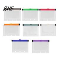Binder Compatible File Pocket 8 Pcs A4 A5 B6 A8 Pockets, 6/11 Hole Clear Plastic Zipper Seal Folder Pouch Document Organizer, Loose Leaf Insert S 8pcs
