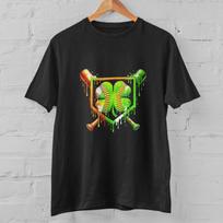 St Patricks Day Baseball Shirt Shamrock Clover Bat Lucky Tee S-5XL Unisex Cotton S