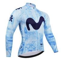 2026 Movistar Team ilgomis rankovėmis dviratininko marškinėliai Ropa Ciclismo Maillot Dviratininko drabužiai Kvėpuojantys Mtb Dviratininko drabužiai XS