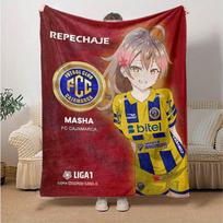 1pc Masha Yellow Soccer Kit Flannel Blanket Soft Warm Throw Blanket for Bedroom Living Room Bed Travel Camping Picnic Gift. MT7160185 75cm x 90cm