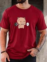 Unisexs Bubu Dudu Gym Bear TShirt Funny Barbell Workout Graphic Cotton Tee Top S