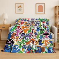 3D R-Rainbows Friends Animacinis Žaidimas Flanelinis Antklodė Minkštas Šiltas Pledas Miegamajam Svetainei Lovai Kelionėms Stovyklavimui Iškylai 75x90cm