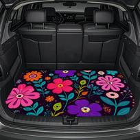 1pc Spring Summer Floral Vibrant Print Individual Car Trunk Mat Interior Protection Cargo Liner Durable Polyester Floor Mat Safe 75*100cm