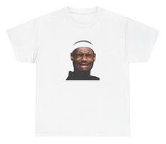 New LeBron Crying Face T Shirt Funny Bron Men's Basketball Sad Meme Graphic Tee M