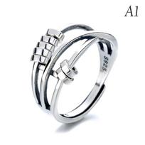 Anxiety Ring Adjustable Opening Fidget Ring With Bead Stress Relief Jewelry Ring A1