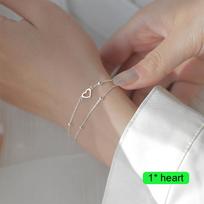 Sidabrinės dviejų sluoksnių širdelės apyrankės moterims mergaitėms, elegantiška dovana gimtadieniui, vestuvėms, vakarėliui 1 heart