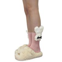 Lovely Bowknot Rabbits Knee Socks AntiSlip MidCalf Socks Spring Autumn Elastic Socks Dancing Wear Socks Hosiery rožinė