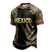 Men's Soccer Print V-Neck Short Sleeve T-Shirt for Casual Sport L juoda
