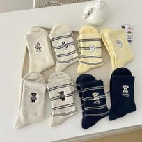 5pcs Warm, -lined, Thick, Embroidered Women's Socks, Odor- And Fuzzy. One Size