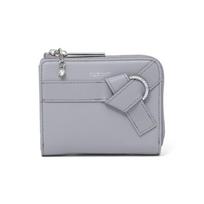 zipper wallet soft leather goatskin x cowhide half wallet with ribbon motif and crystal brooch clasp JSLW5AS2 [Jill Stuart] Bi-fold L-shaped [Improve] pilka spalva
