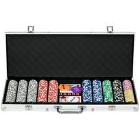 500-Piece Poker Chips Set, Poker Set with Mat, Chips, Two Card Decks, Dealer, Five Dices 56 x 23.5 x 6.5 cm