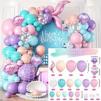 127pcs Mermaid Balloon Arch Mermaid Balloon Garland Set, Suitable for Sea Themed Mermaid Princess Birthday Party Decoration Other