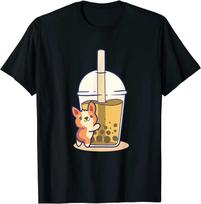 Cute Corgi Hugging Bubble Tea T-shirt S
