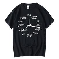 Math Formulas Clock Print Black T-shirt XXXL