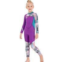 Kids 2.5mm Neoprene Wetsuit Diving Snorkeling Surfing Cold Water Swimming Girls Long Sleeve Full Body Thermal Suit Small violetinė