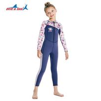 2.5mm Kids Wetsuit Diving Surfing Swimming Thermal Insulated Fullsuit Girls Age 6-14 Child Small smalta