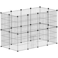 Small Animal Cage, Outdoor Enclosure, Modular Construction, 0.72 m² Area, Steel, Black 120 x 60 x 80 cm juoda